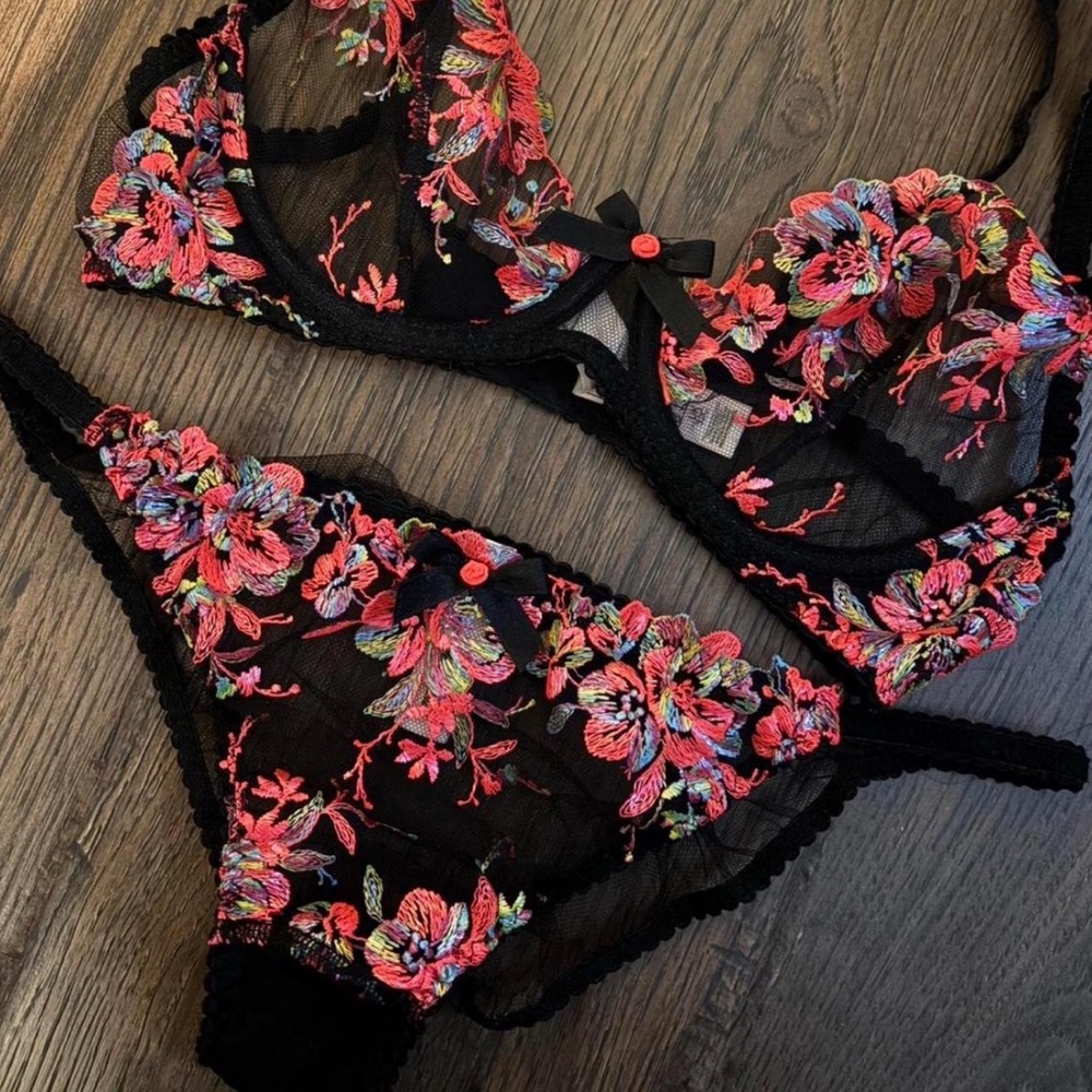 Agent Provocateur Black Lingerie with Floral Embroidery